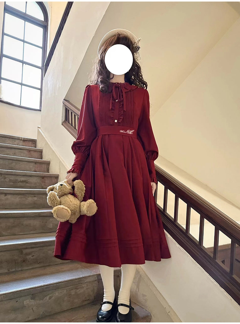 Retro Elegant Red Dress & Coat HUT0081