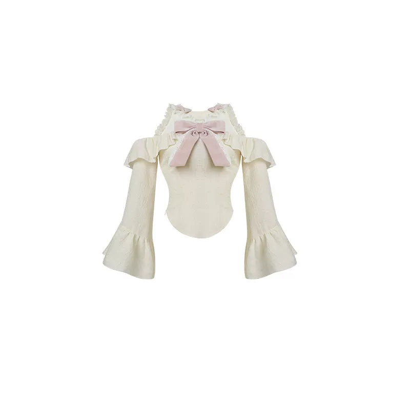 Off Shoulder Ruffle Top Velvet Mermaid Skirt Set SER0142