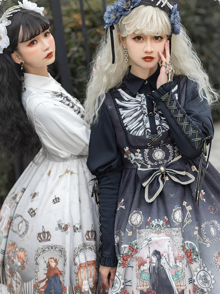 White & Black Twin Pair Gothic Lolita Dress CHE0025