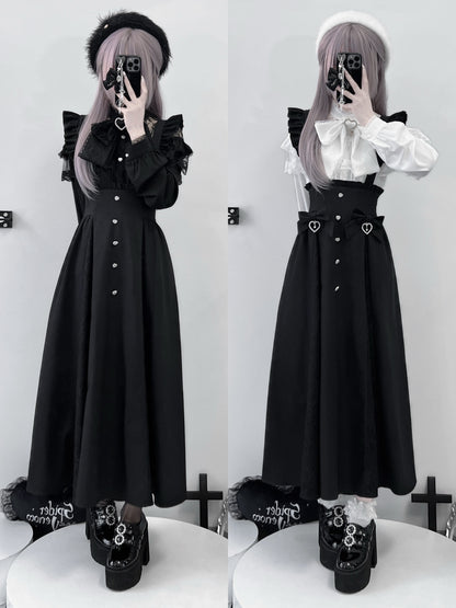 Side Ribbon Long Jumper Skirt VIR0001