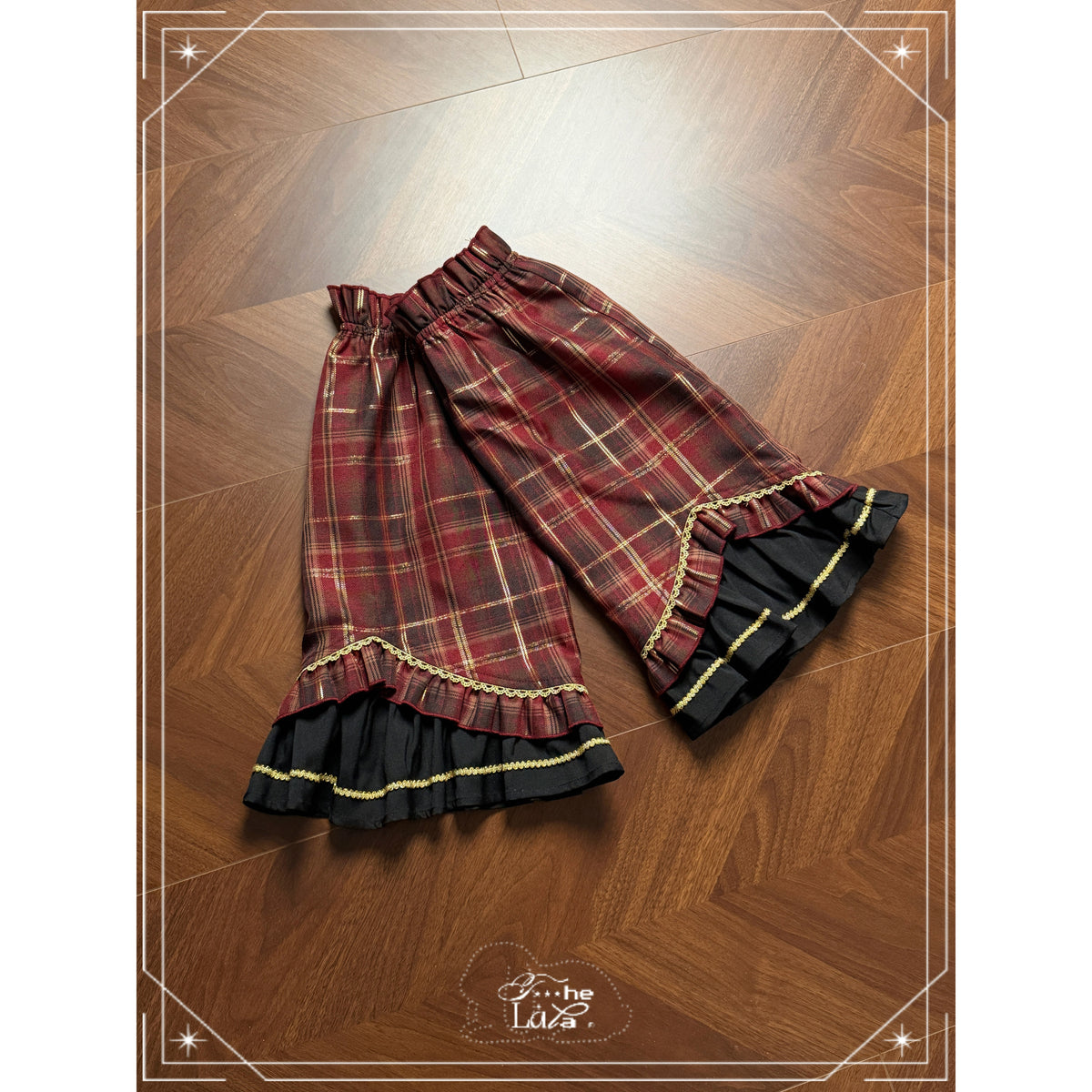 Plaid Cape Necktie Blouse With Tiered Skirt LAL0168