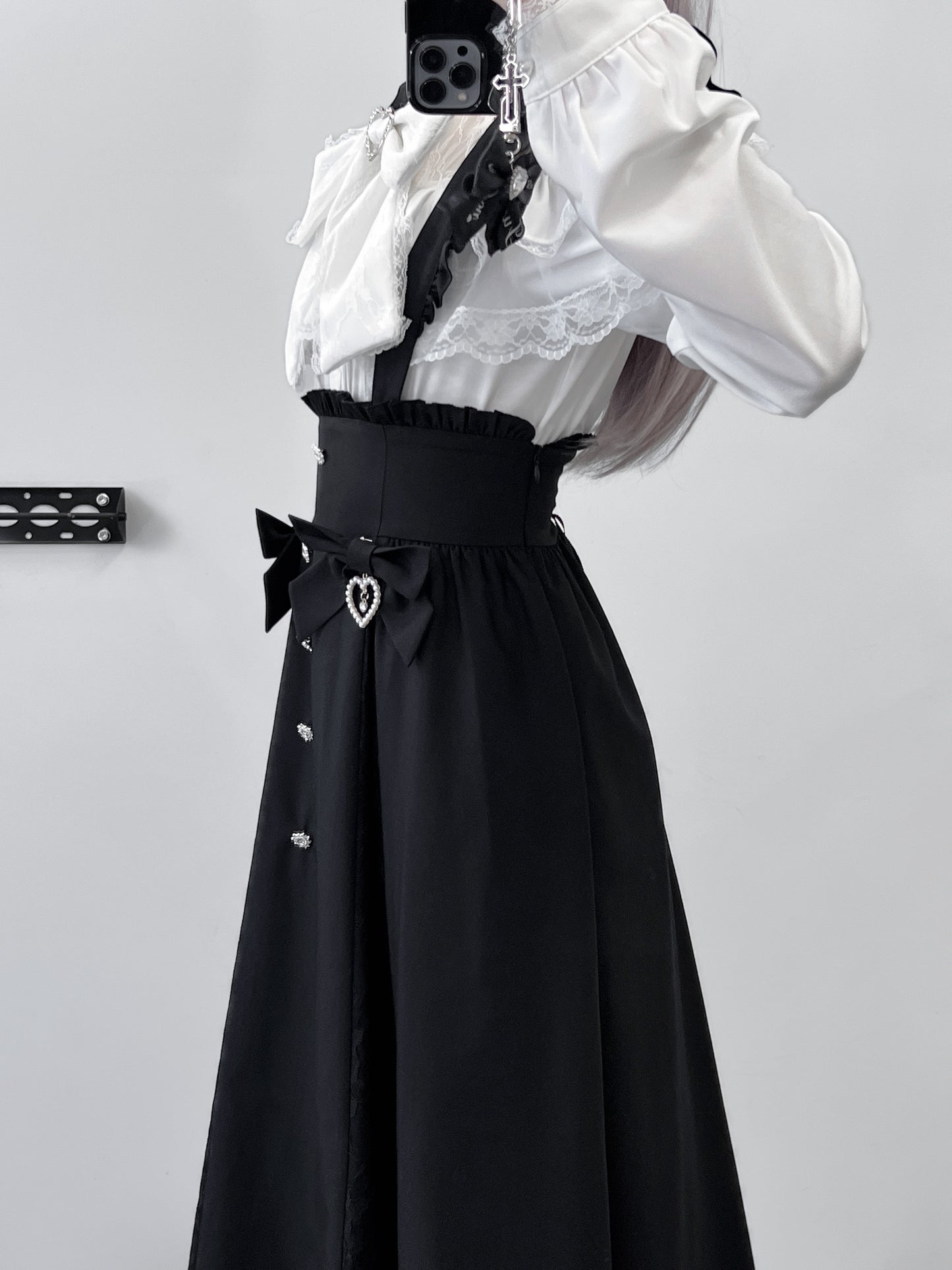 Side Ribbon Long Jumper Skirt VIR0001