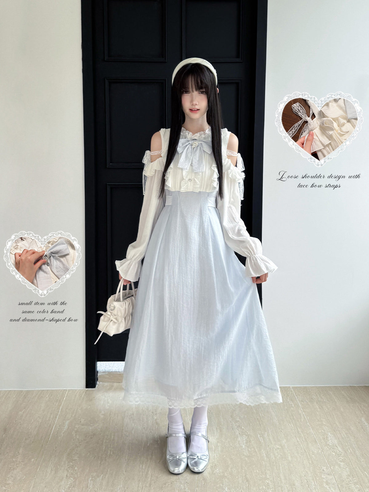 Off-Shoulder Ruffle Lace Long Dress LAL0132