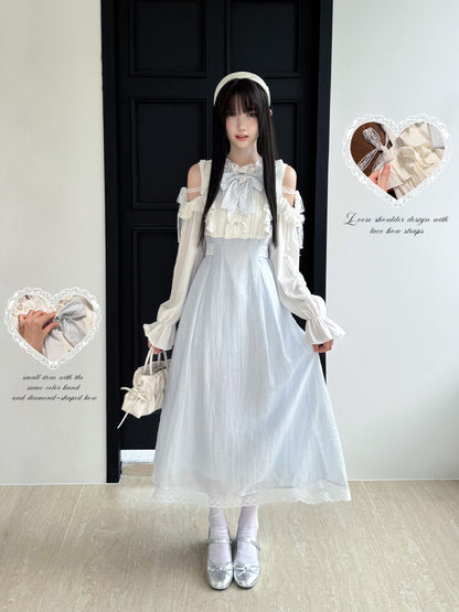Off-Shoulder Ruffle Lace Long Dress LAL0132