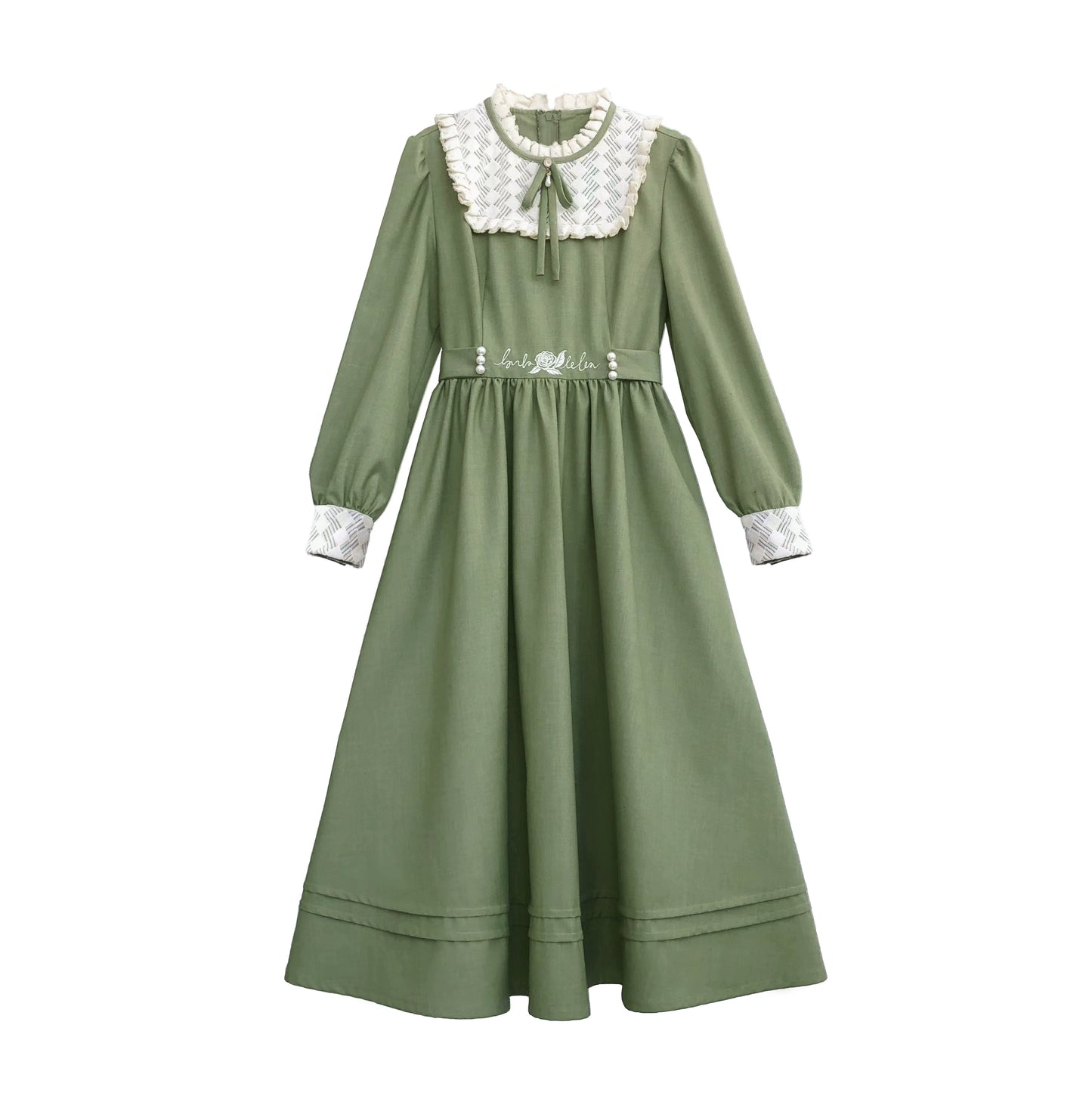 French Retro Green Dress HUT0072