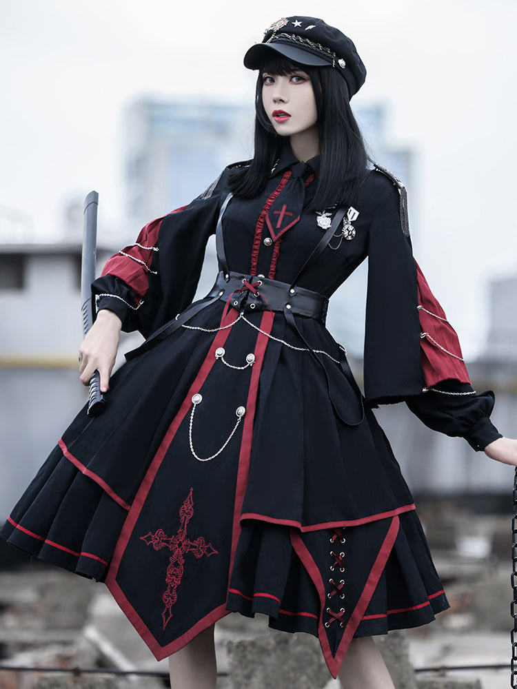 Military Lolita Black Army Dress SPR0005