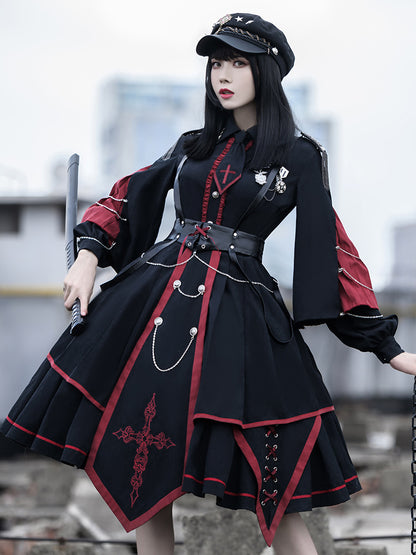 Military Lolita Black Army Dress SPR0005