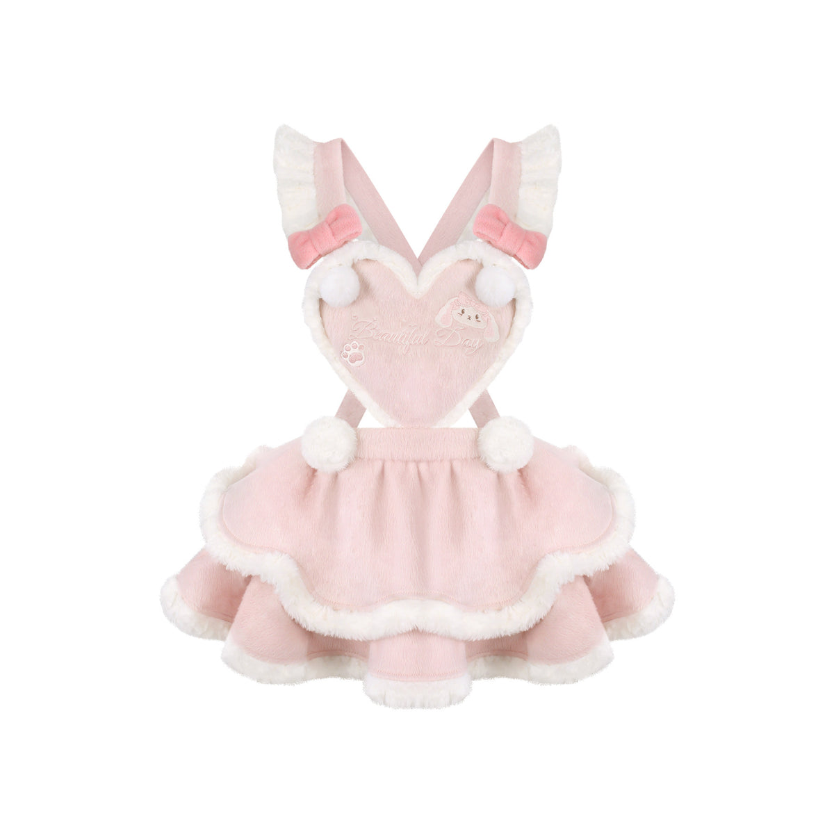 Pink Bunny Ear Hooded Cape And Pinafore Dress Set SER0138