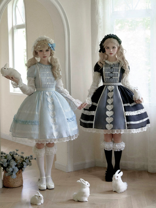 Sweet Light Blue & Black Lolita Dress WIT0241