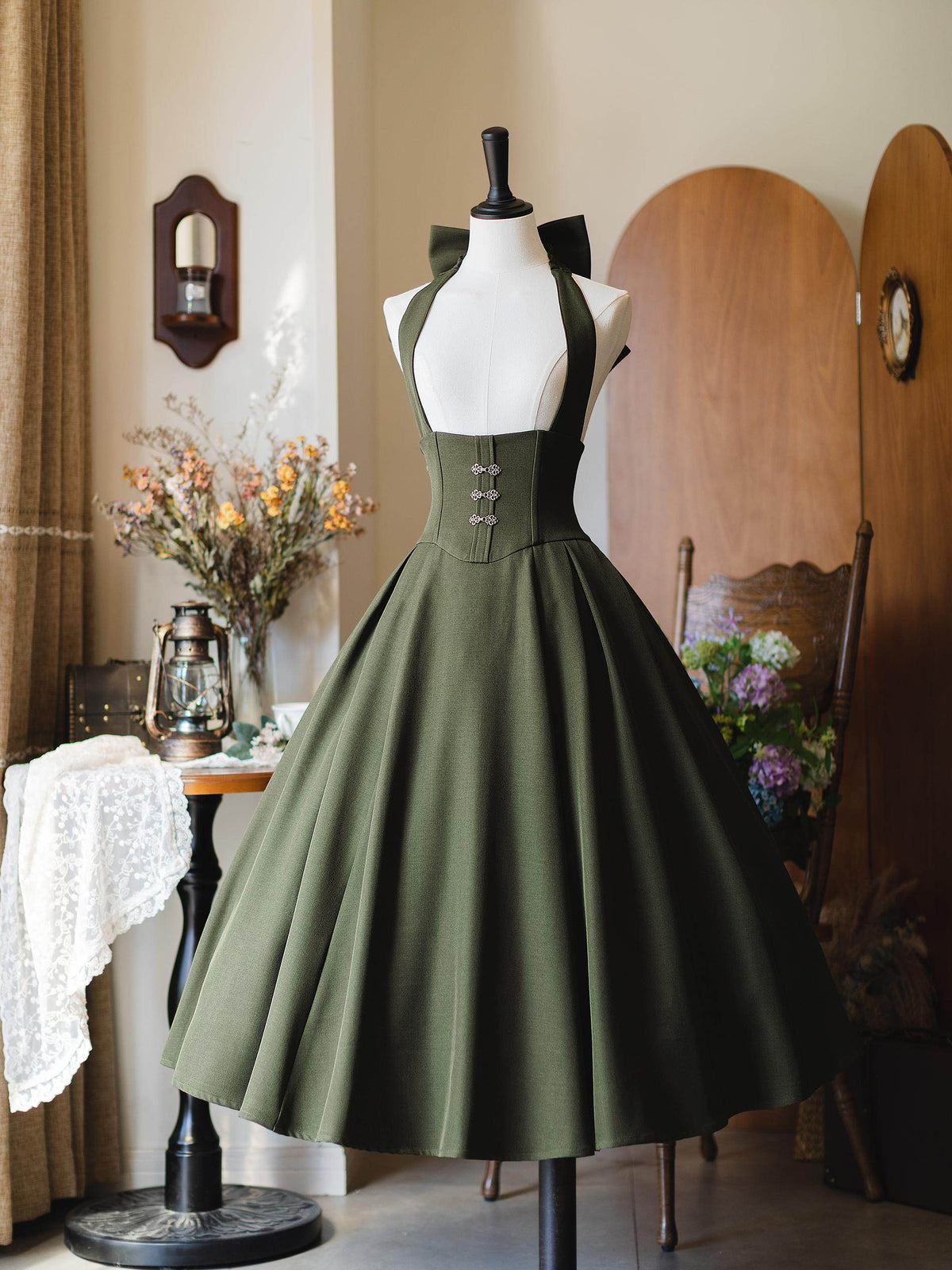 Vintage Halter Neck Corset Dress FOR0069