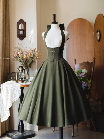 Vintage Halter Neck Corset Dress FOR0069