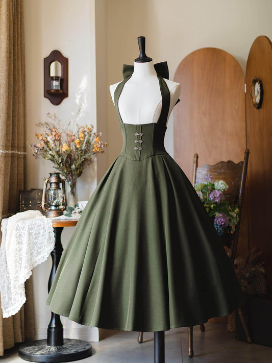 Vintage Halter Neck Corset Dress FOR0069