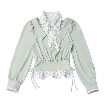 Bow-Tie Academy Knit Top With Pleated Mini Skirt PIN0056