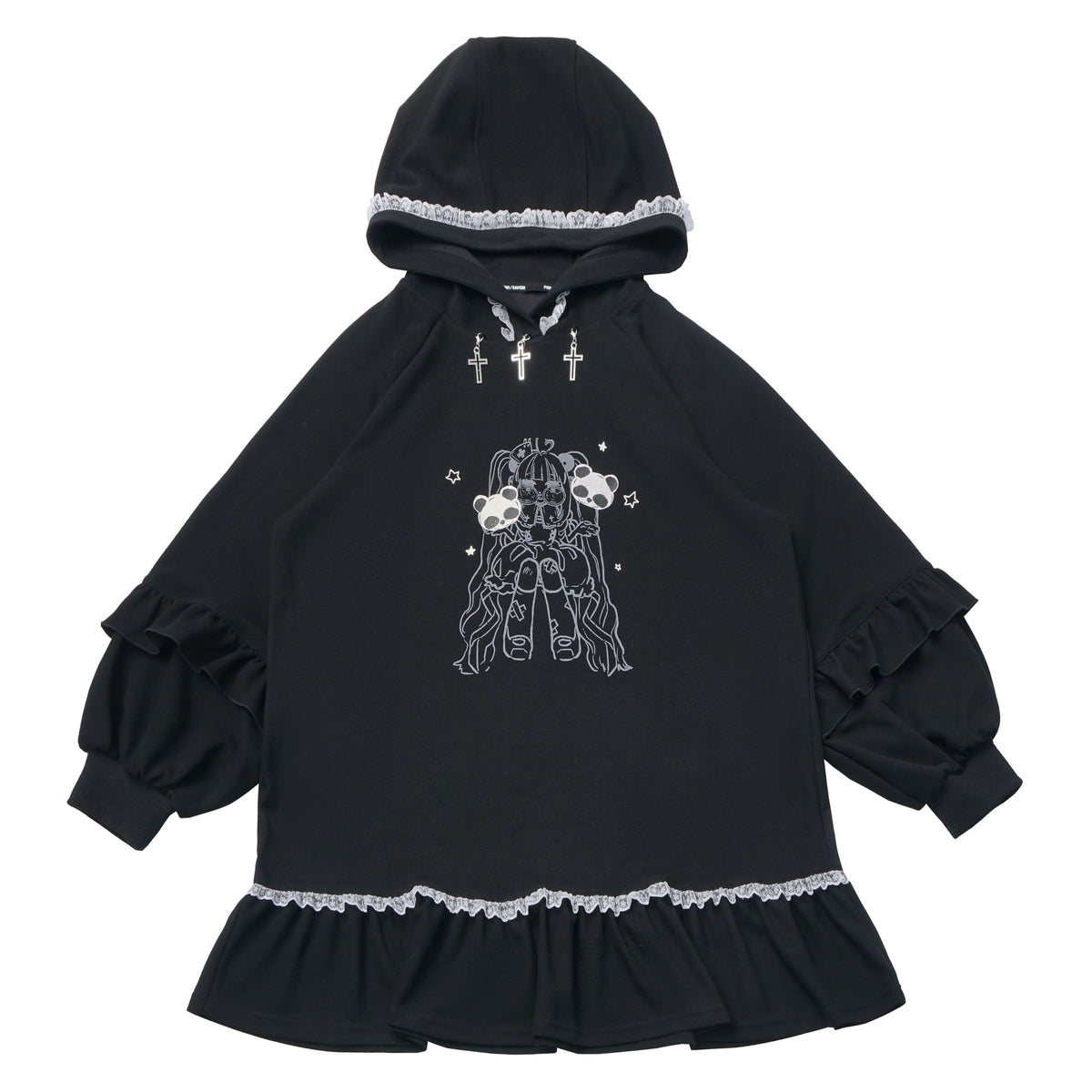 Gothic Skull Print Hooded Sweatshirt Dress PIN0065