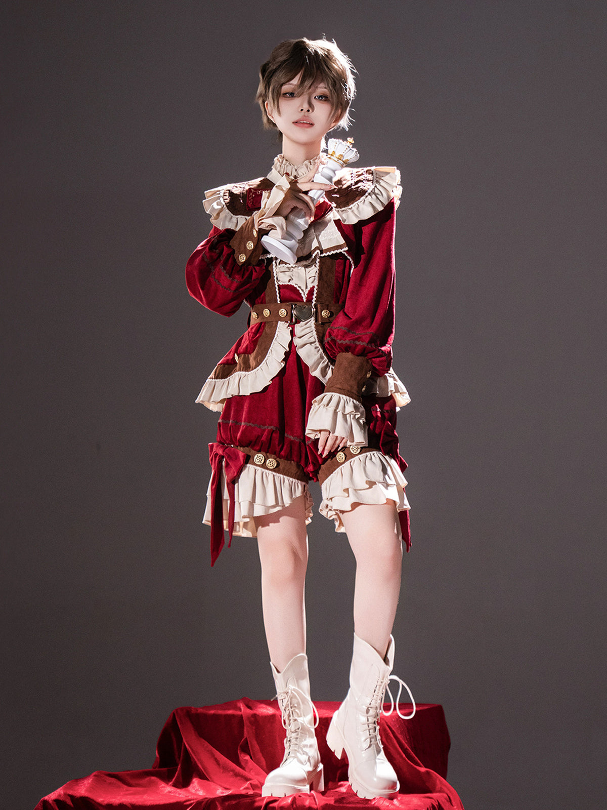 Red Velvet Prince Shirt And Shorts Set YOU0323