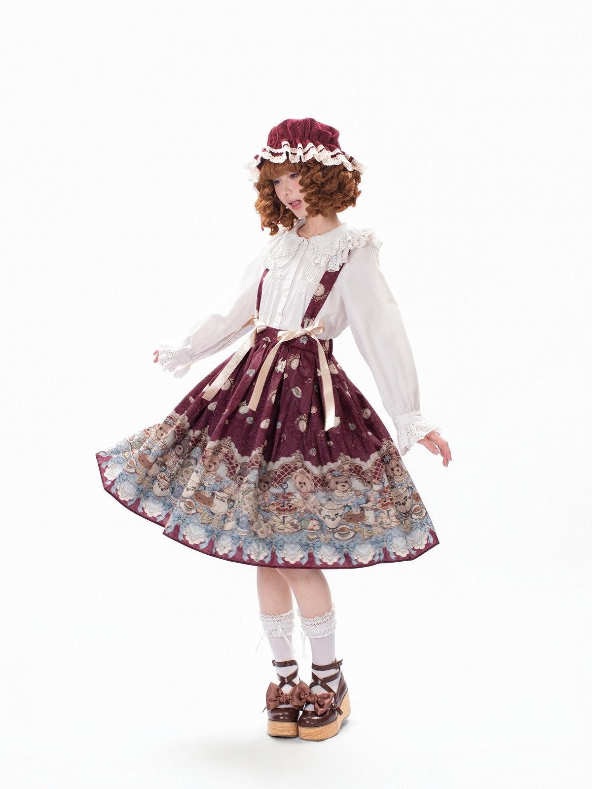 Teddy Bear Print Lolita Suspender Skirt ONE0027