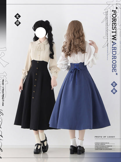 Vintage Elegant Fishbone Hem A-Line Skirt FOR0077