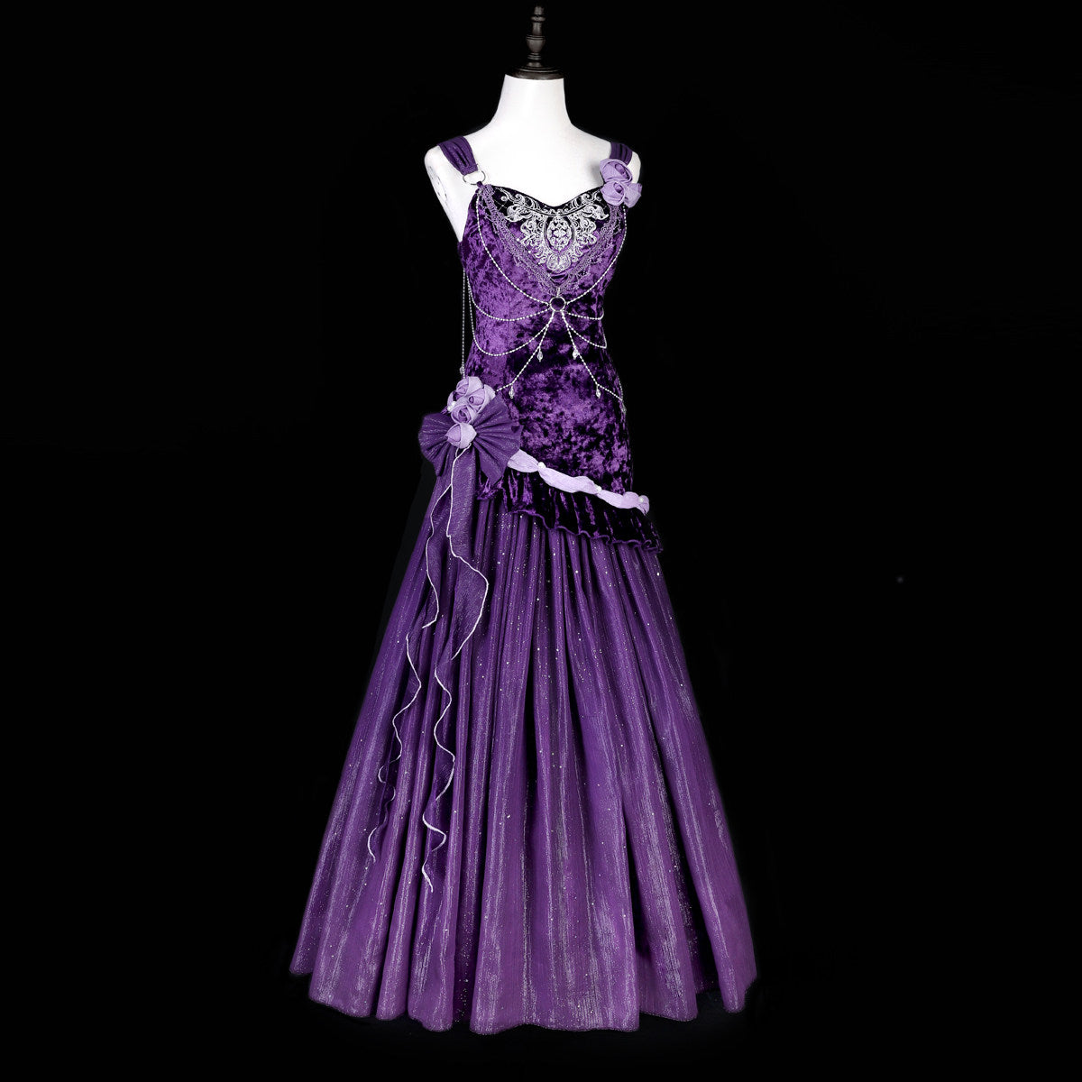 Dark Purple Velvet Mermaid Gown Dress YOU0247