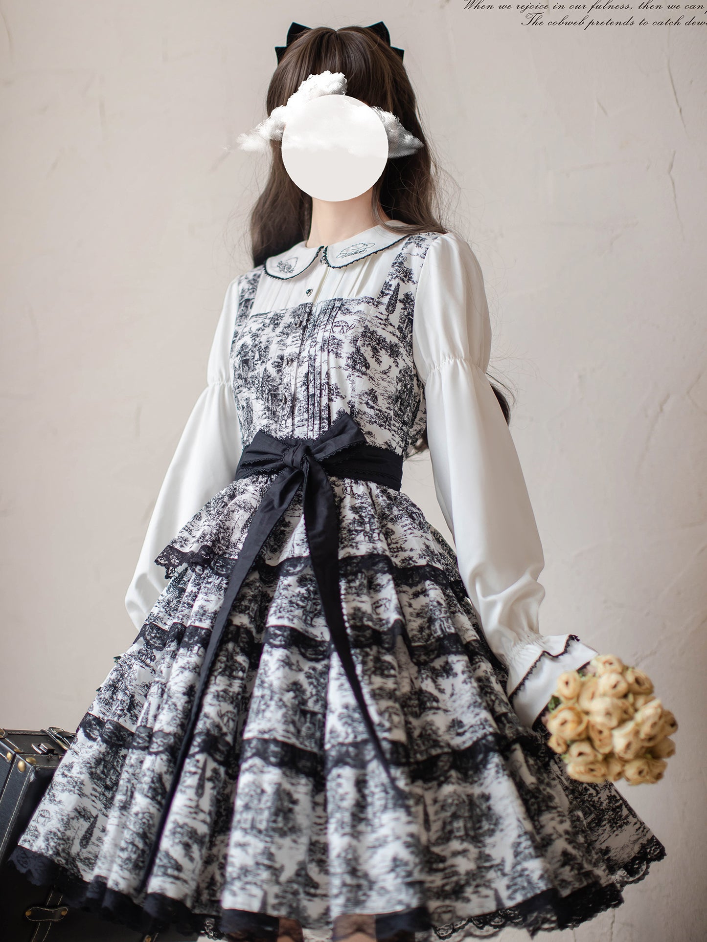 White & Black Lolita Dress HUT0010