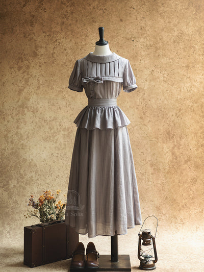 Vintage French Pintuck Peplum Blouse FOR0068