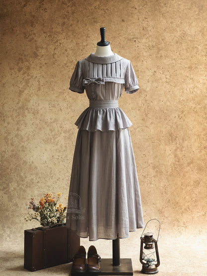 Vintage French Pintuck Peplum Blouse FOR0068