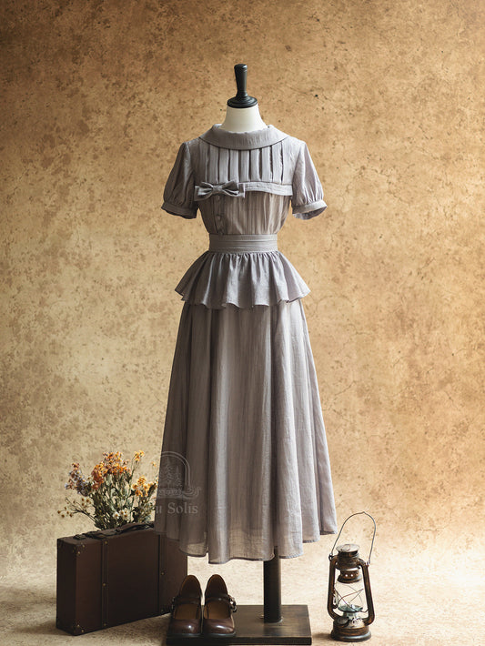 Vintage French Pintuck Peplum Blouse FOR0068