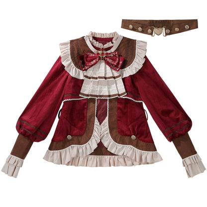 Red Velvet Prince Shirt And Shorts Set YOU0323