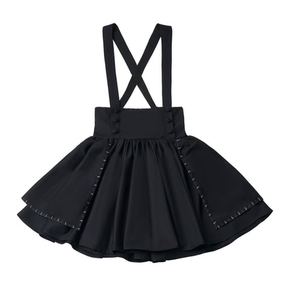 Preppy Embroidered Blouse And Suspender Skirt PIN0047