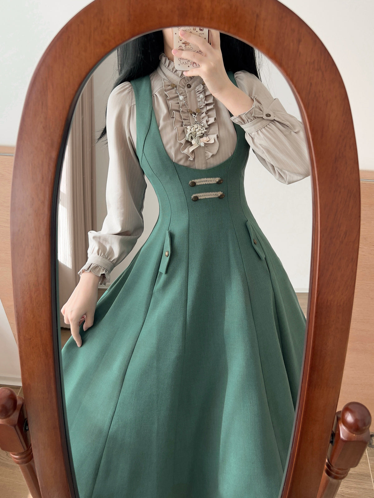 Vintage Waist-Cinch Pinafore Dress FOR0066