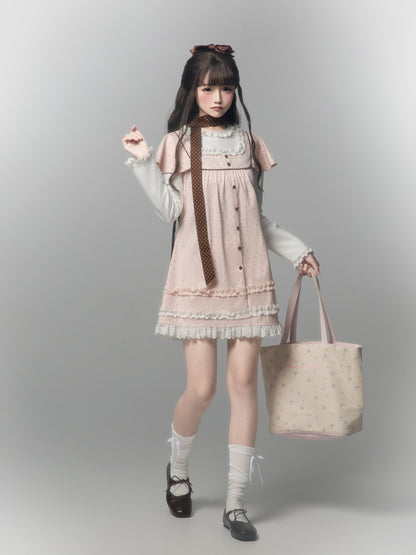 Pink Dot Pinafore A-Line Dress HUT0164