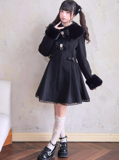 Sweet Fur Flare Double Ribbon Coat NOG0011