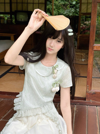 Chinese Style Jacquard Top And Skirt Set LAL0207