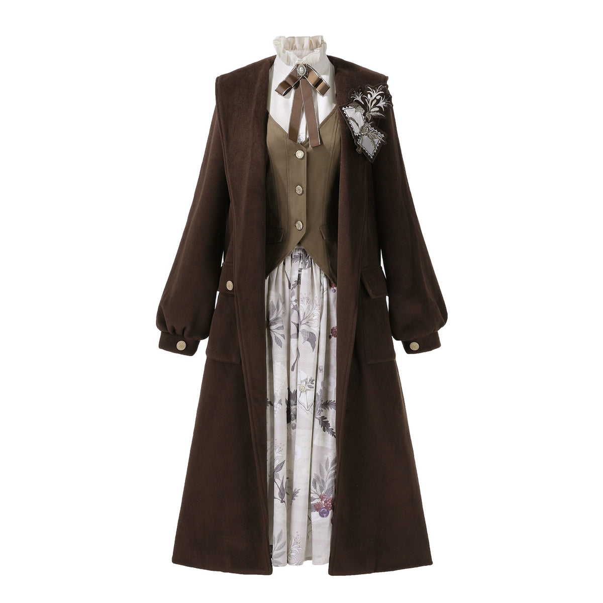 Vintage Floral Skirt Coat And Vest Set YOU0324