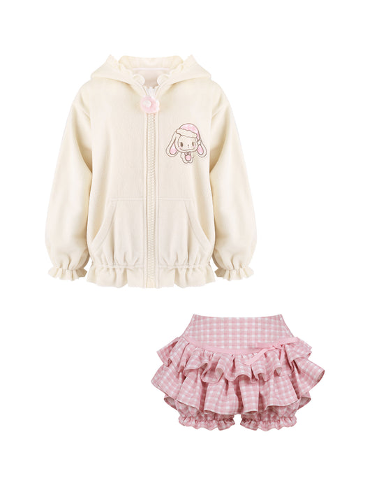 Bunny Ear Hood Jacket Pink Gingham Skirt SER0160