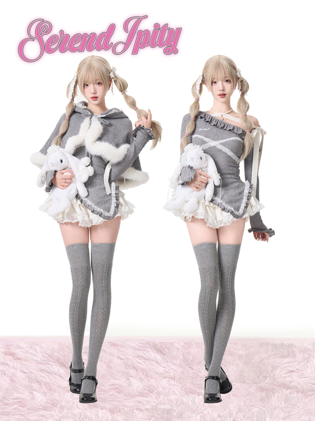 Rabbit Hood Cape And Lace Skirt Set SER0133