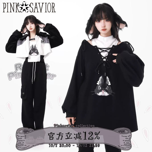 Fur Hood Lace-Up Cargo Pants Set PIN0034