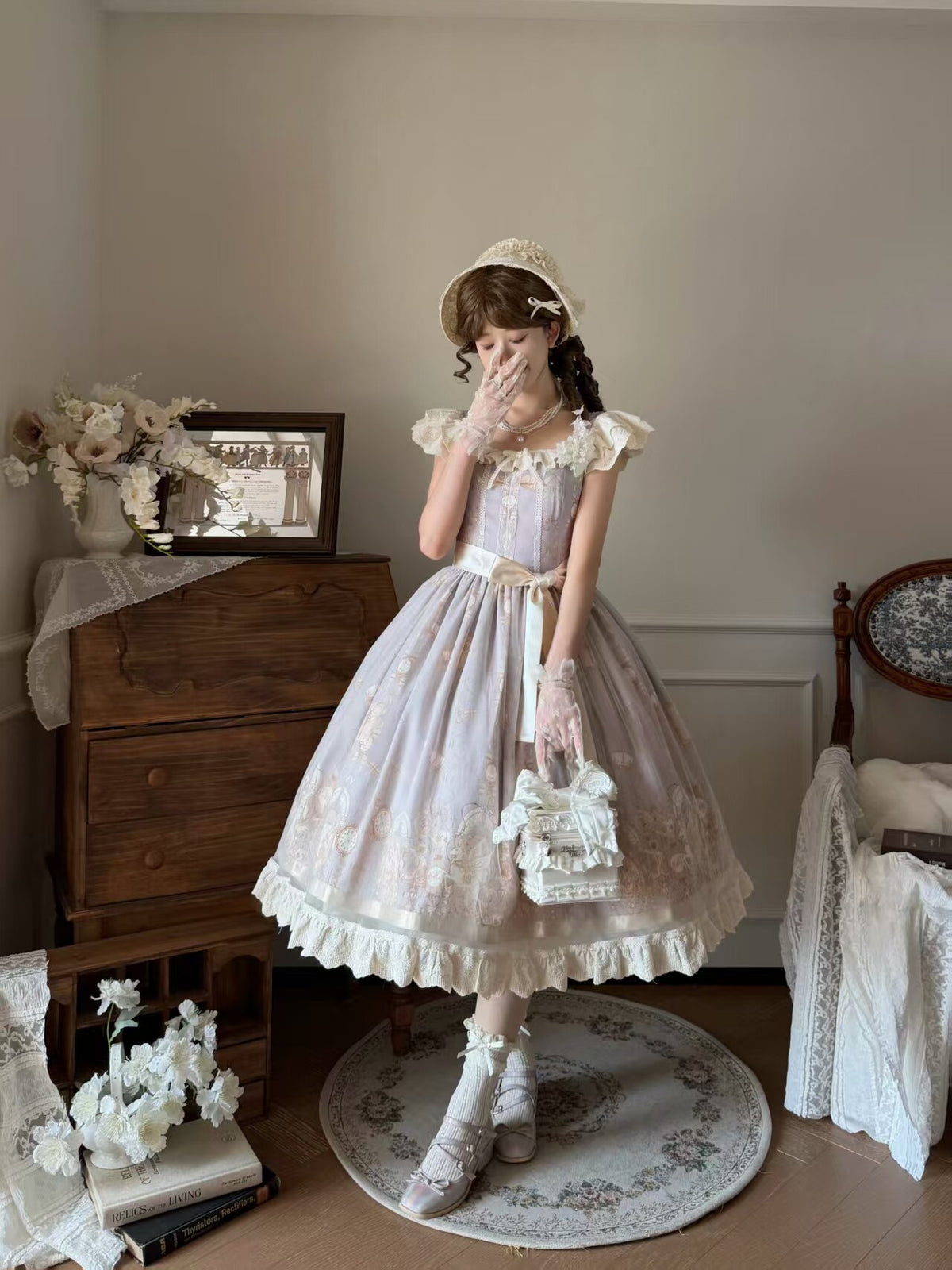 Floral Print Square Collar Lolita Dress ONE0023