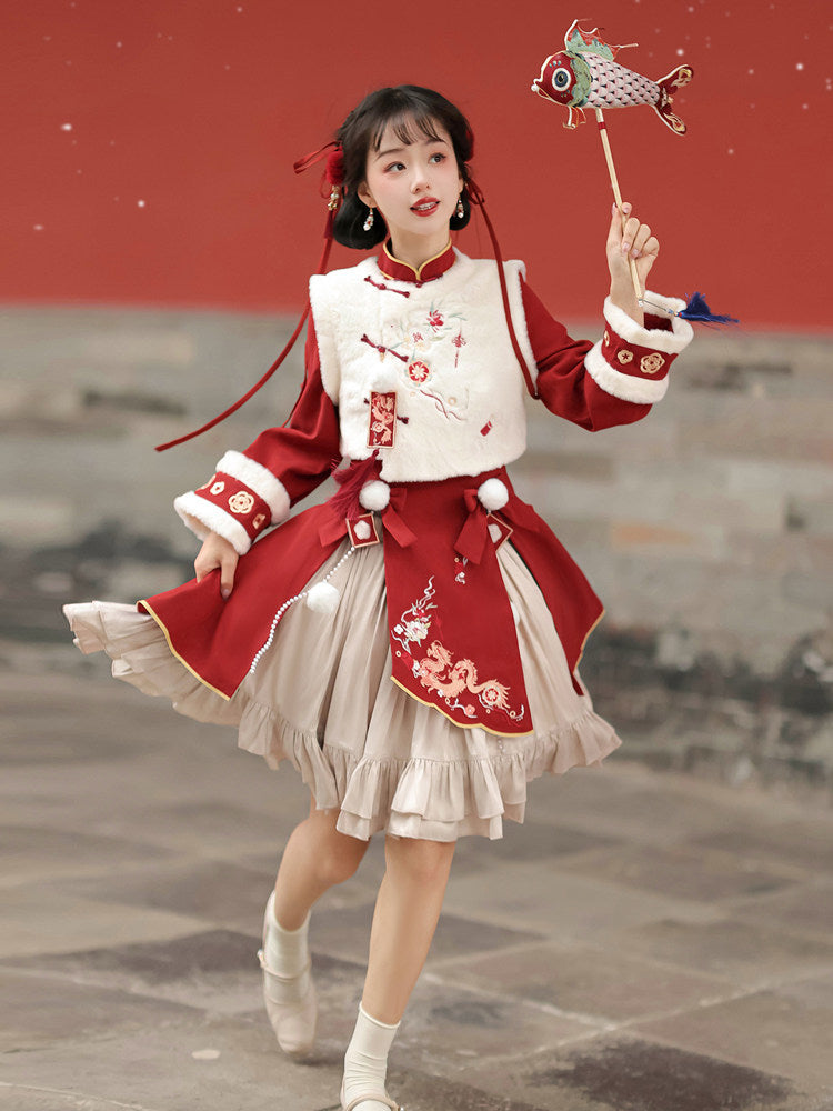 Chinese New Year Embroidered Vest Dress Set YOU0240