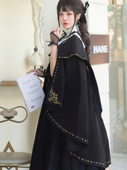 College Style Gold Cape and Black Dress CHE0012