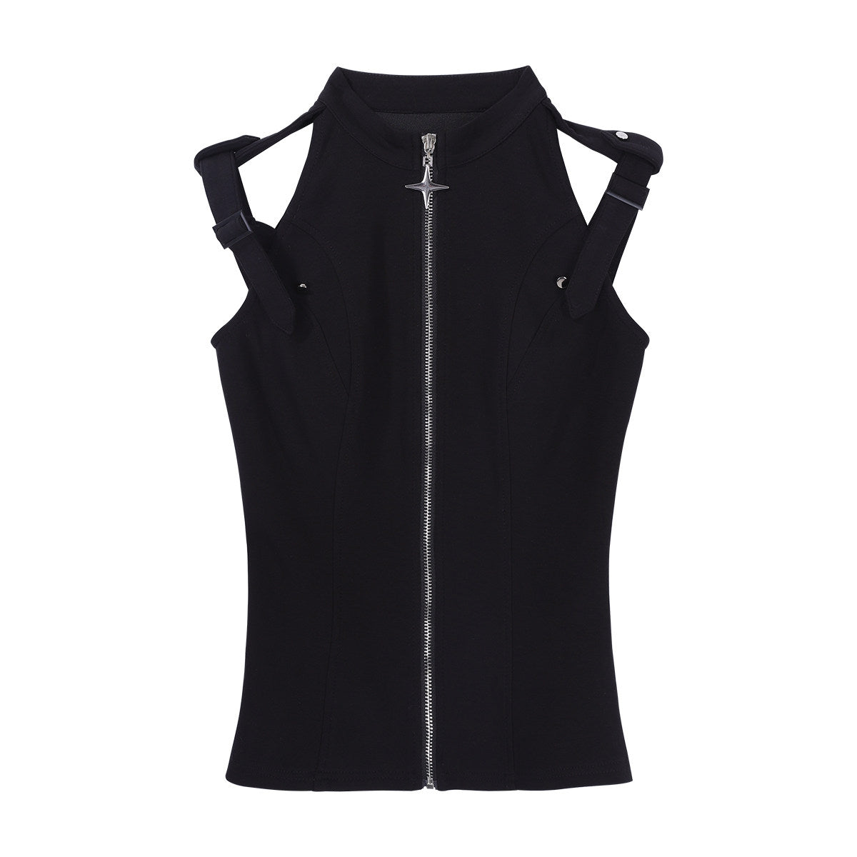 Black Gothic Asymmetric Apron Pants Set YOU0291
