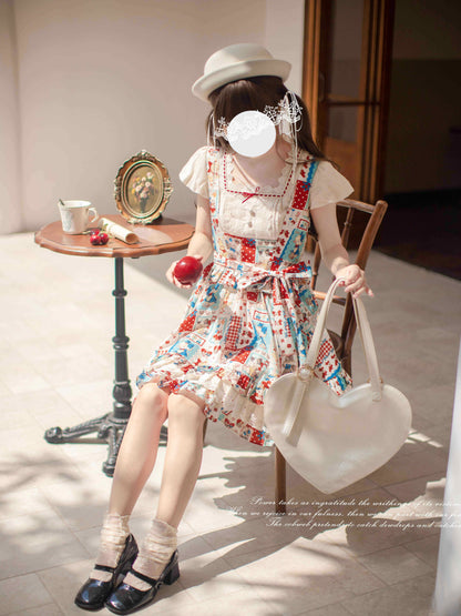 Patchwork Bear Print Pinafore Dress HUT0168