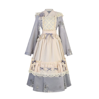 Kimono-style Purple Blue Lolita Maid Dress YOU0004