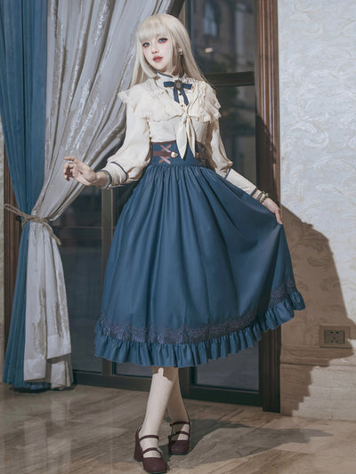 Vintage Elegant Classic Lolita Blouse Skirt Set YOU0243