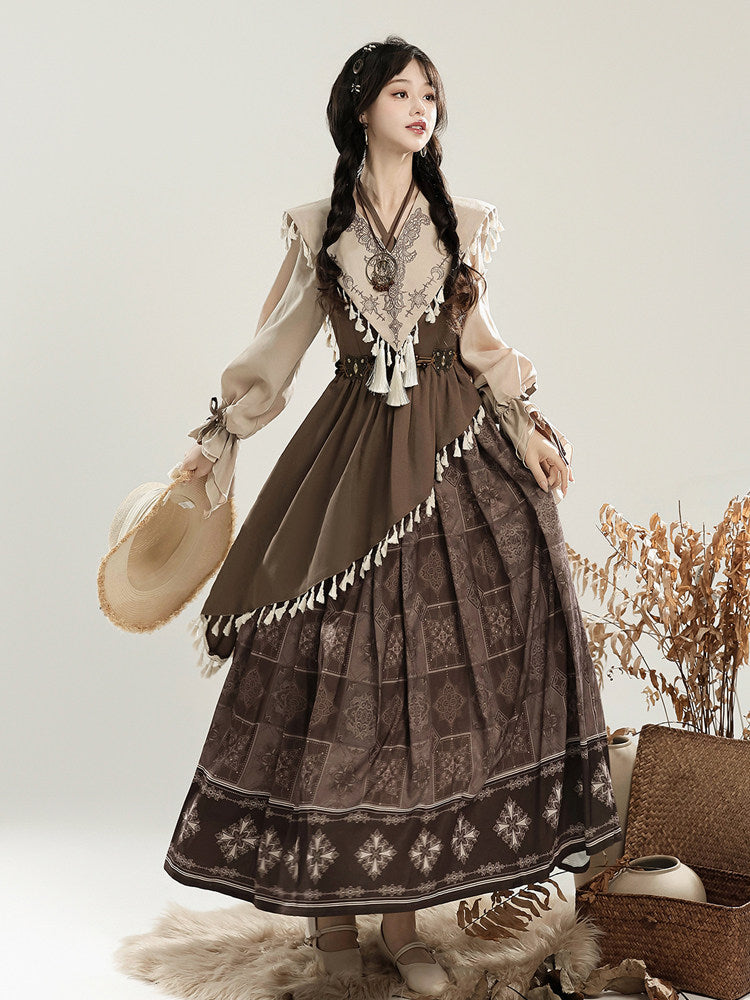 Chinese Style Tribal Lantern Sleeve Dress YOU0245