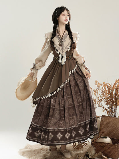 Chinese Style Tribal Lantern Sleeve Dress YOU0245