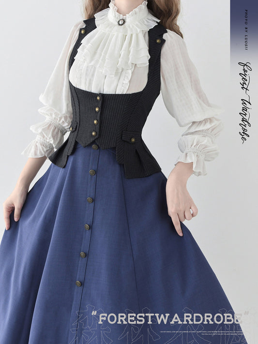 Vintage Pinstripe Corset-Style Vest FOR0076