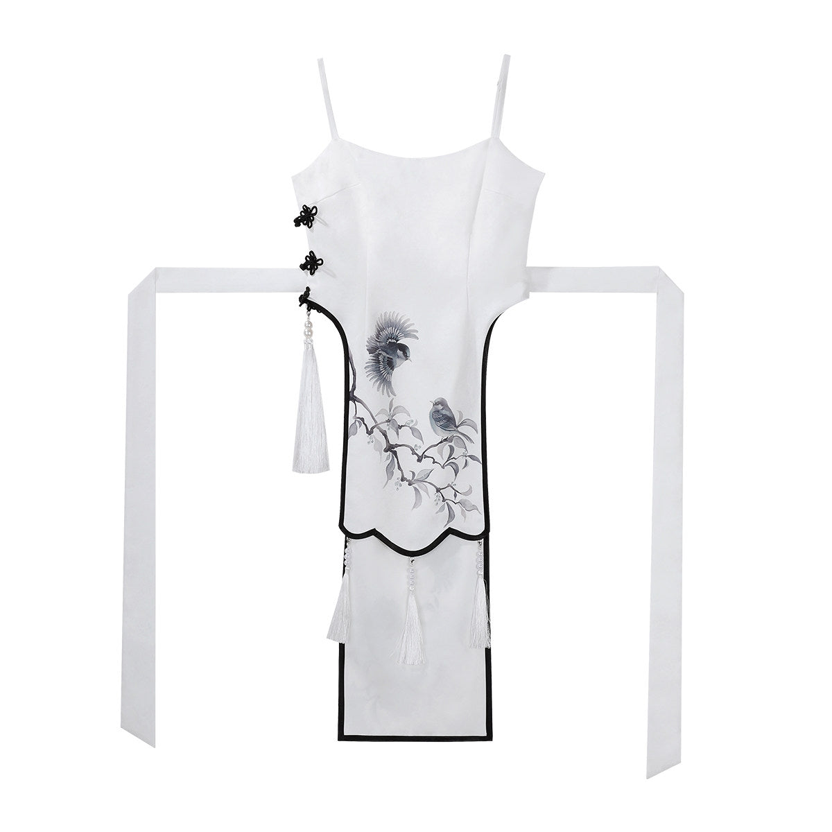 Chinese Style Magpie Feather Frog-Button Dress YOU0229