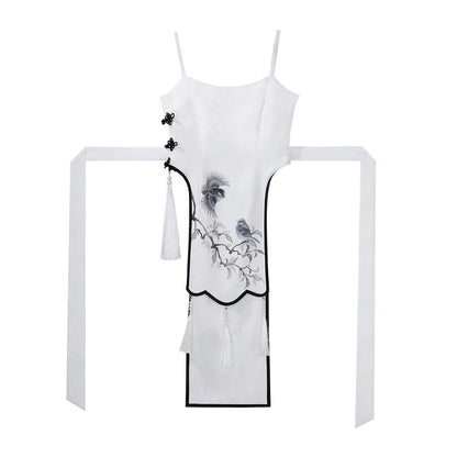 Chinese Style Magpie Feather Frog-Button Dress YOU0229