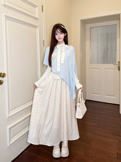 Polka Dot Shawl Knit Three-Piece Set BEL0017
