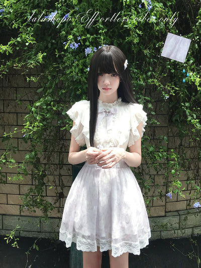 Lace Ruffle Collar Flutter Sleeve Dress LAL0227